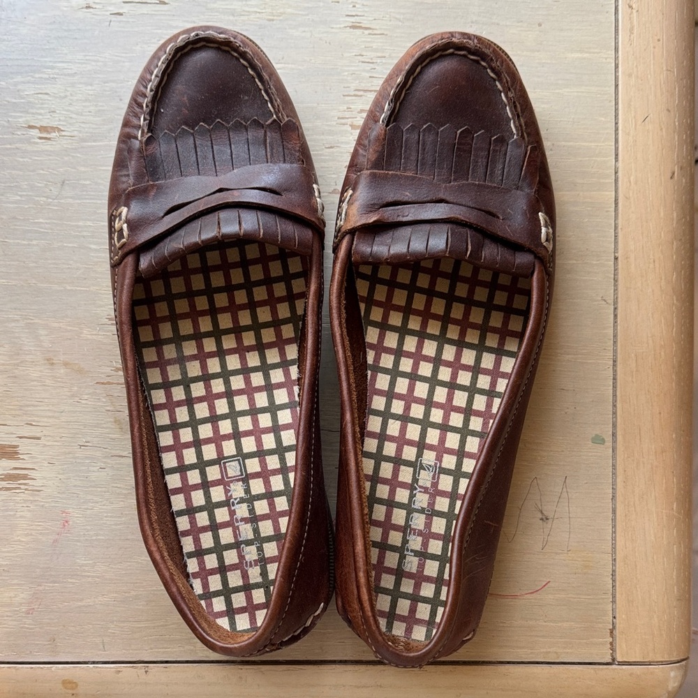Sperry Dark Brown Leather Slip-On Loafers